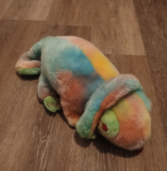 Ty Beanie Buddies Collection 1999 Rainbow Lizard Chameleon Tie Dye Plush 16" - Picture 3 of 8